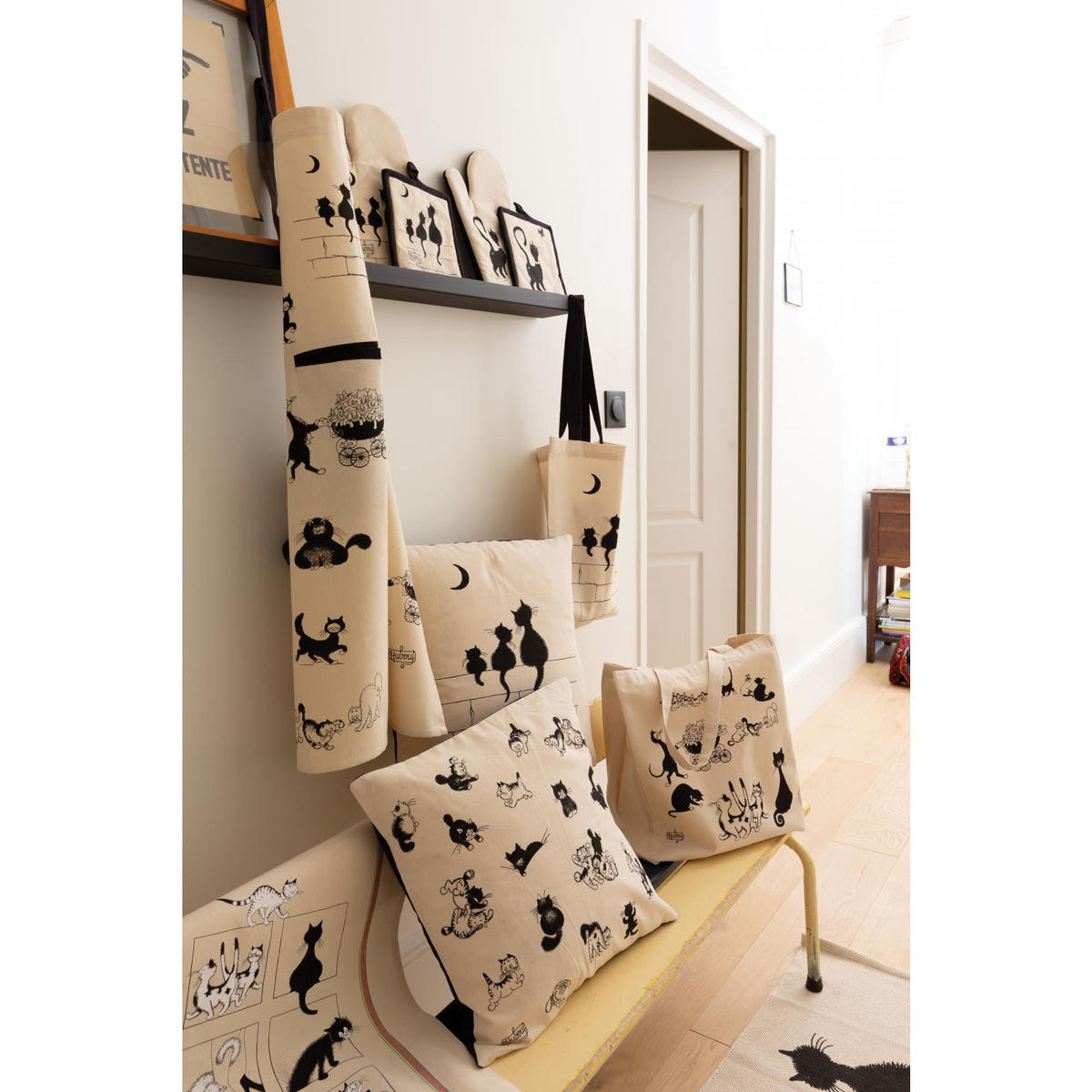 KISSEN Dubout Les chatons ekrü 45 x 45 cm - Weiß, Textil (45/45cm) - Winkler
