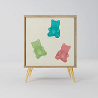 SIDEBOARD GUMMY BEARS, Eichefarben, 57,5x42x75,5 cm, Goldfarbene Metallfüße - Eichefarben/Goldfarben, Holzwerkstoff/Metall (57.5/75.5/42cm) - SpaceRebels