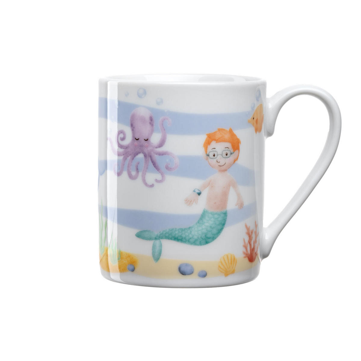 KINDERGESCHIRR SET MIT BESTECK BAMBINI AVVENTURA Meer - Hellblau, Keramik/Kunststoff (1/1/1cm) - Leonardo Living