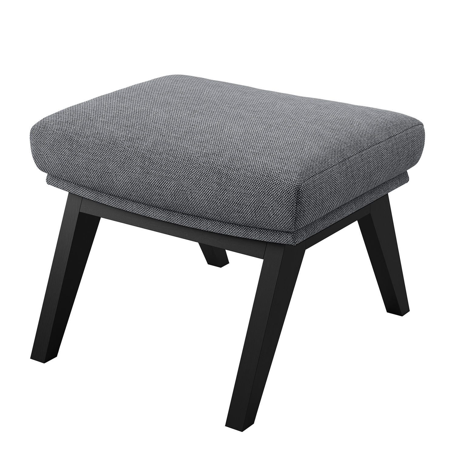 HOCKER mit Holzfüßen - Schwarz/Grau, Birkenholz/Textil (54/41/41cm) - home24