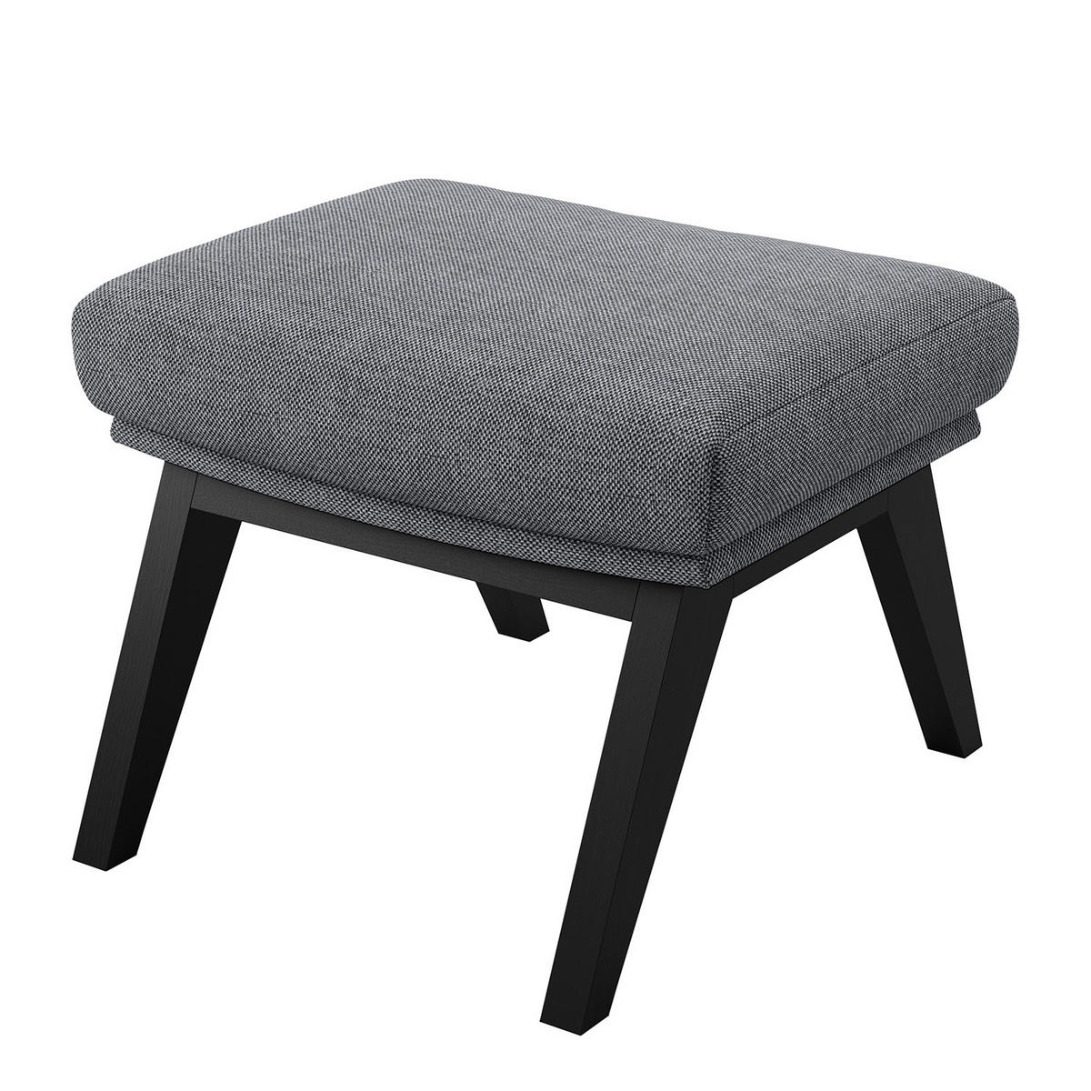 HOCKER mit Holzfüßen - Schwarz/Grau, Birkenholz/Textil (54/41/41cm) - home24