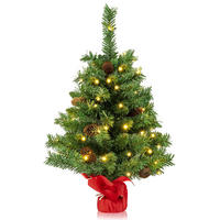 WEIHNACHTSBAUM kleine Tannenform mit 8 Lichtmodi 64 cm grün - Grün, Kunststoff (64cm) - COSTWAY