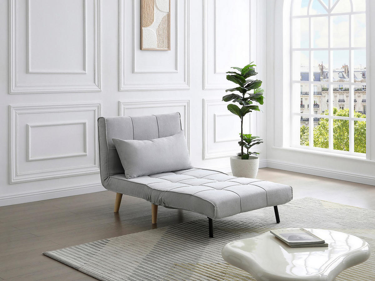 SCHLAFSESSEL - Stoff - Hellgrau - CHILA - Hellgrau, Textil (90/83/82cm) - Vente-Unique