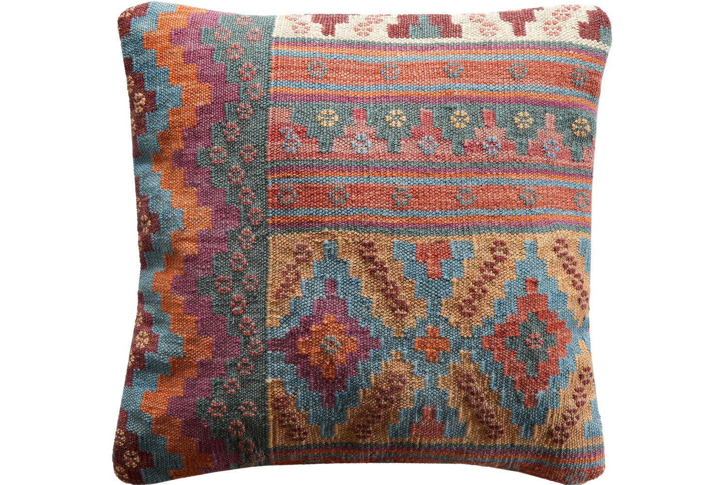 KELIM-KISSEN Mehrfarbig 50/50 cm Schurwolle - Multicolor, Textil (50/50cm) - Looma