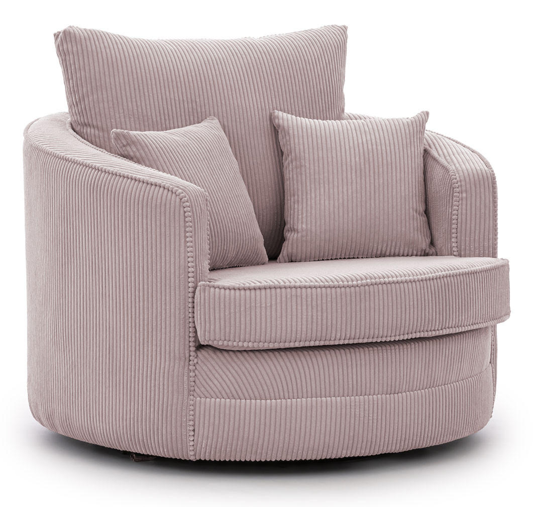 DREHSESSEL Ted aus Puderrosa Cord-Stoff - Pink/Schwarz, Holz/Textil (107/94/100cm) - S-Style Möbel