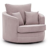DREHSESSEL Ted aus Puderrosa Cord-Stoff - Pink/Schwarz, Holz/Textil (107/94/100cm) - S-Style Möbel