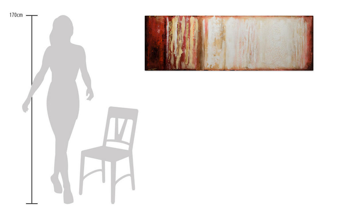 ACRYLBILD HANDGEMALT 150/50 cm - Rot/Braun, Holz/Textil (150/50cm) - KUNSTLOFT