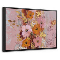 LEINWAND Bilder mit Rahmen - Malerei - Blumen - Rustikal - Rosa - 60x40 - Altrosa, Textil (60/40cm) - MuchoWow