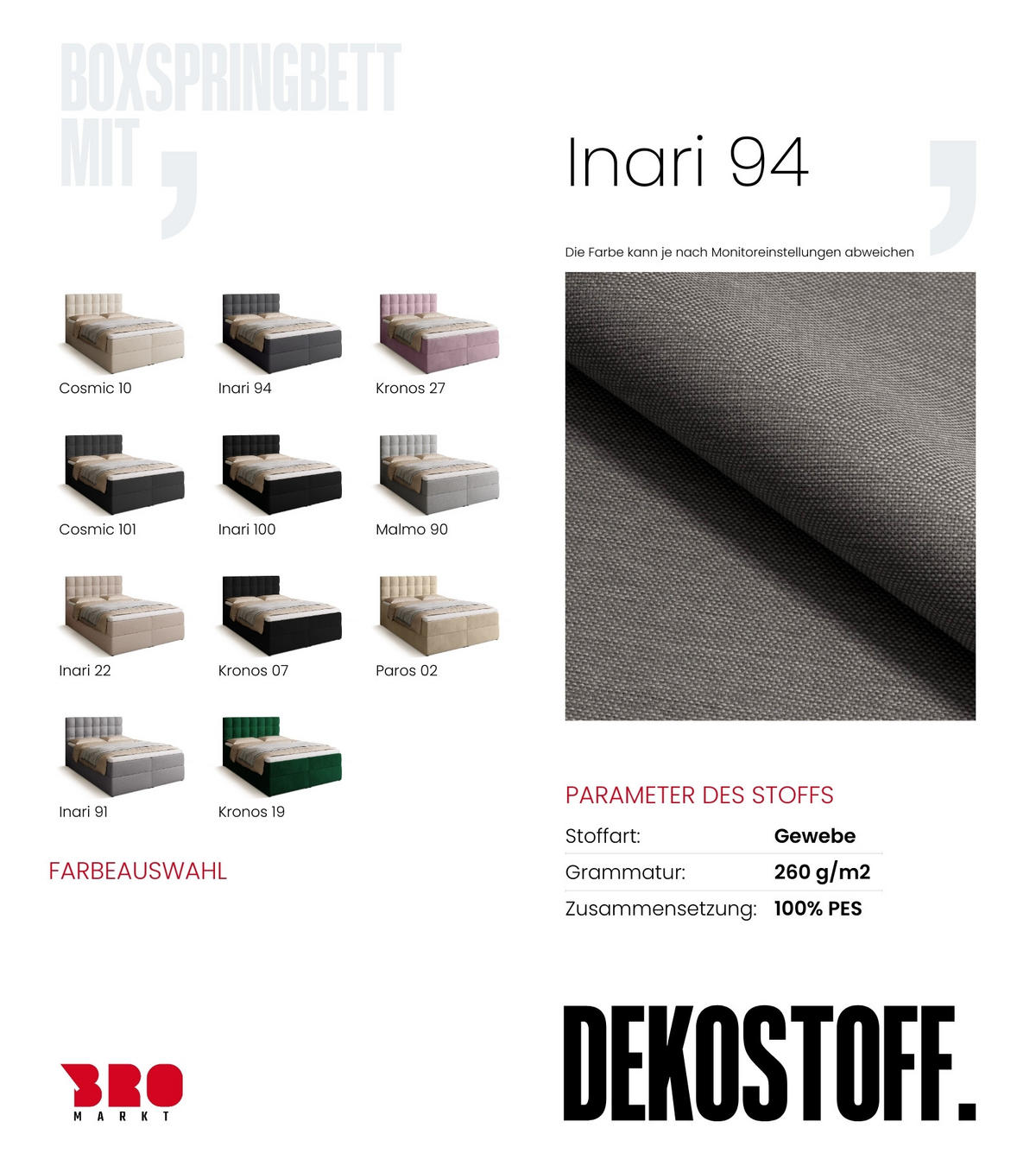 BOXBETT Detroit mit Topper 140/200 Dunkelgrau - Dunkelgrau, Textil (140/200cm) - Bromarkt