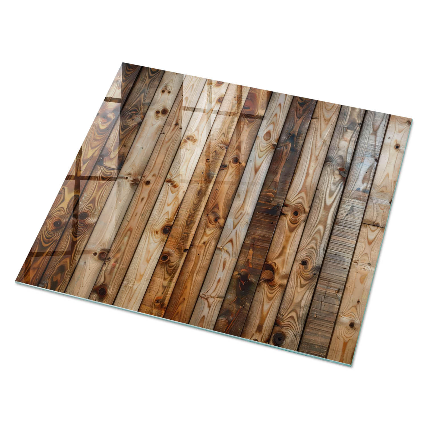 GLASPLATTE 80x60 cm – Holzbretter - Beige, Glas (0.4/80/60cm) - ArtPrintCave