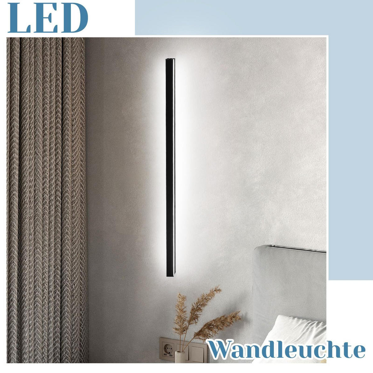 LED - WANDLEUCHTE Wogthar 4.0/100.0/2.5 cm - Schwarz, Metall (4/100/2.5cm) - ZMH