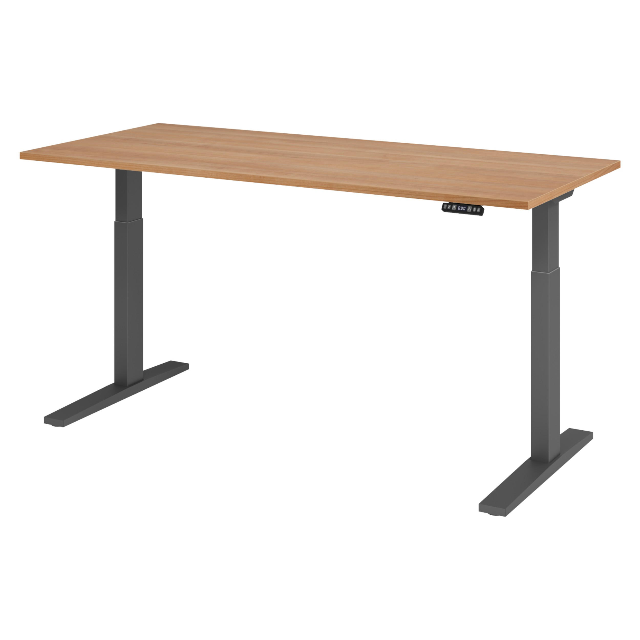 SCHREIBTISCH elektrisch XMKA 80/180/74 cm in Nussbaumfarben/Graphitfarben - Nussbaumfarben/Graphitfarben, Holzwerkstoff (80/180/74cm) - bümö