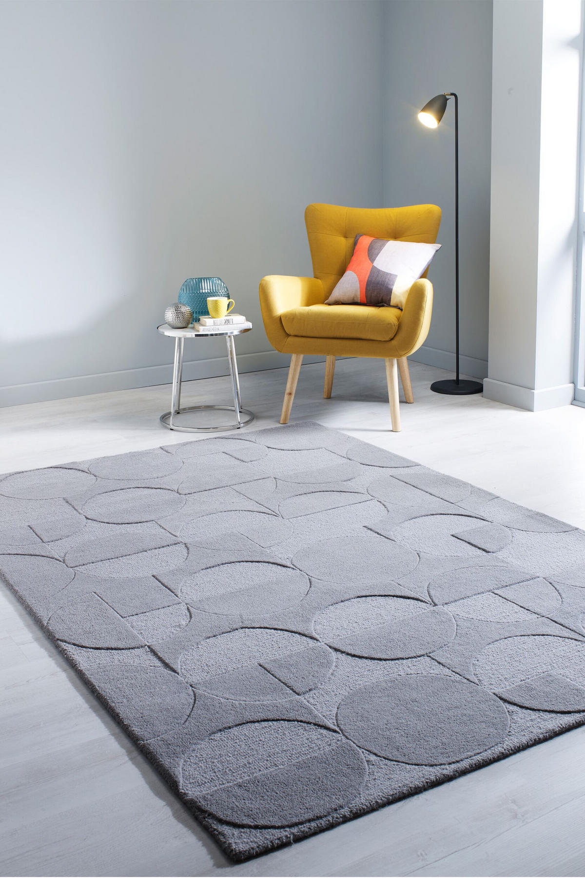 WOLLTEPPICH Geometrisches-Design, naturfarben DEBEN NOAH, Grau 160x230 cm - Grau, Textil (160/230cm) - KADIMA DESIGN