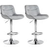 BARHOCKER 2er Set Samt grau - Chromfarben/Grau, Textil/Metall (49/85/51cm) - CLP