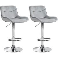 BARHOCKER 2er Set Samt grau - Chromfarben/Grau, Textil/Metall (49/85/51cm) - CLP