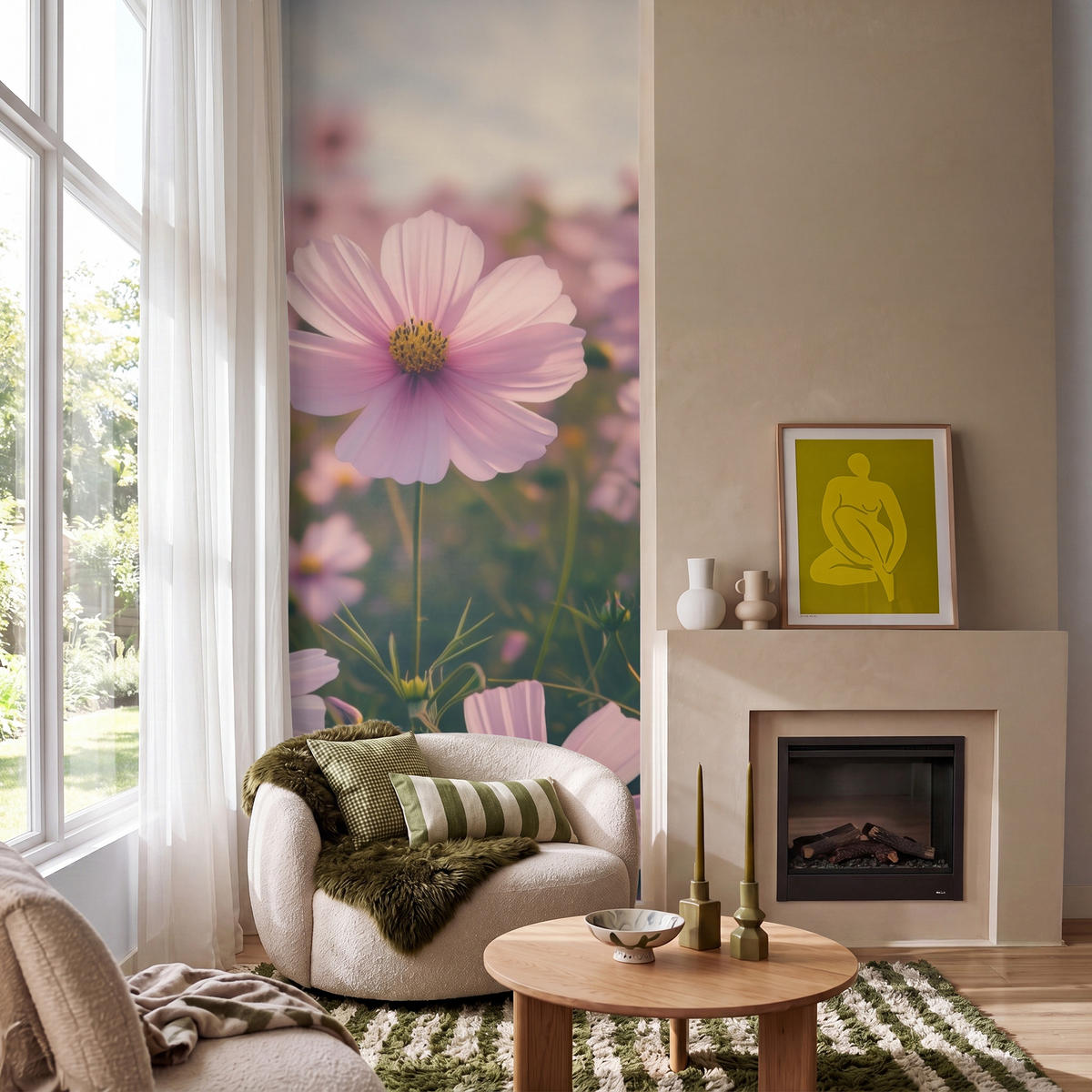 TAPETE - Blumen - Lila - Unscharf - 120x280 cm - Rosa, Papier (120/280cm) - OnlyWow