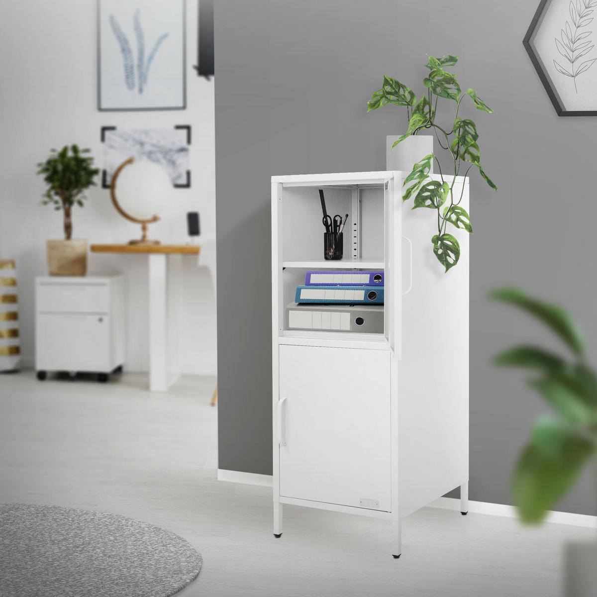 AKTENSCHRANK 40x101,5x40 cm Weiß aus Stahl mit 2 Türen - Weiß, Metall (40/101.5/40cm) - ML-DESIGN