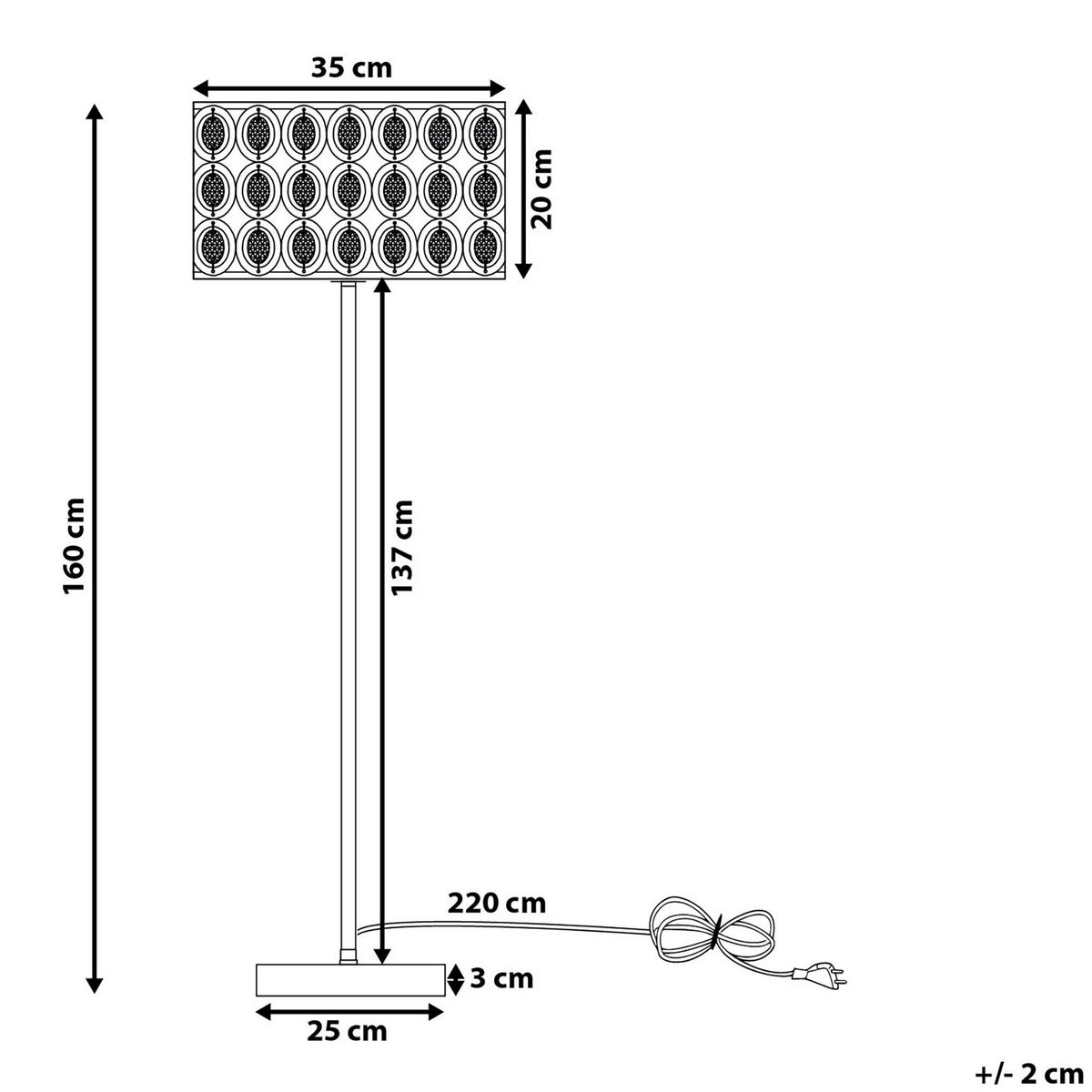 STEHLAMPE Tenna 35/35/160 cm - Silberfarben, Metall (35/35/160cm) - Beliani