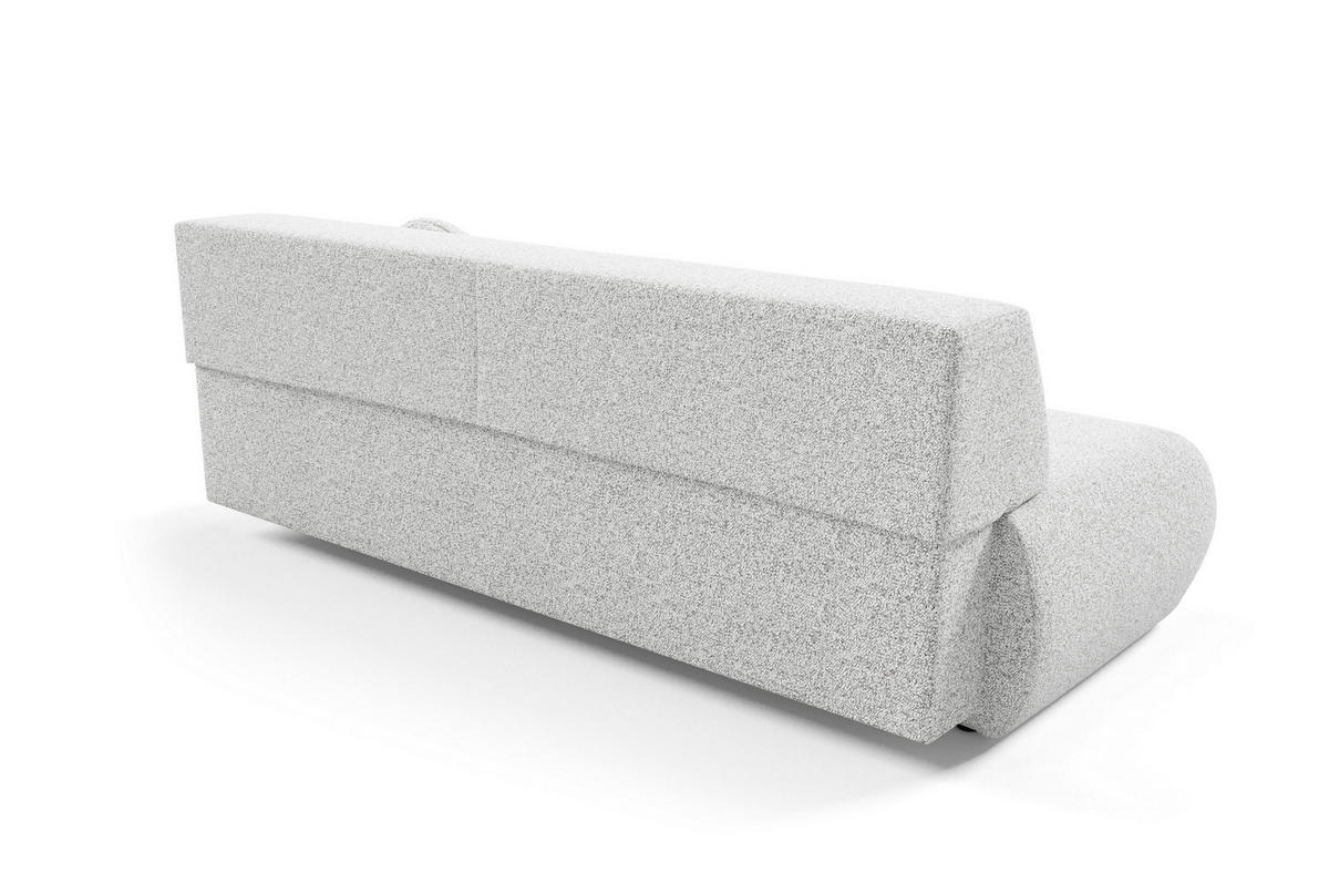 BETTSOFA DELTA Hellgrau Geflochtener Stoff mit Schlaffunktion - Hellgrau, Holz (214/74/100cm) - MASSENO