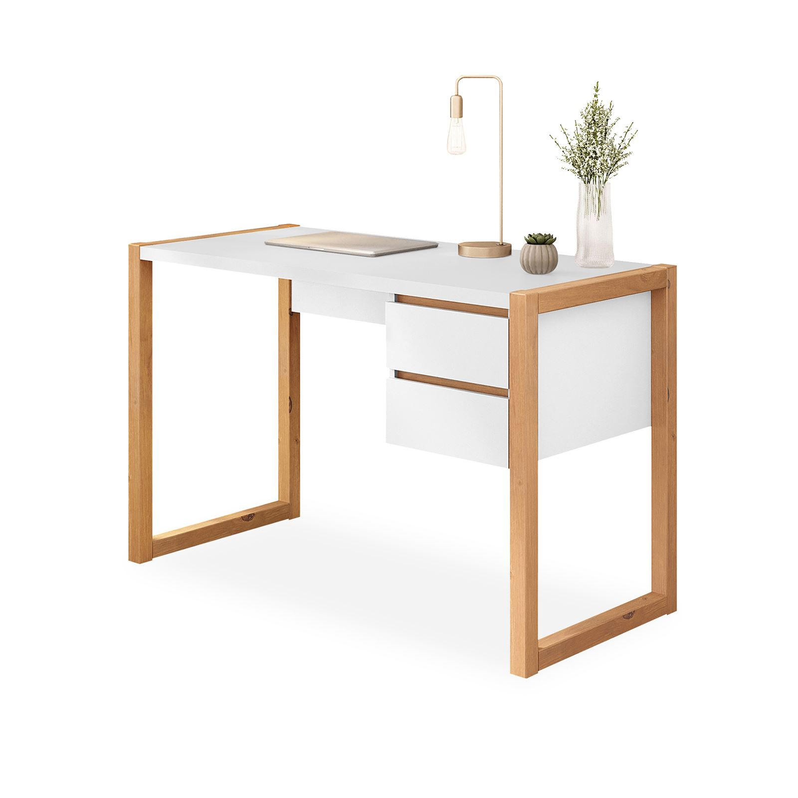 Idimex Schreibtisch Weiß, Eiche 54x75x118 cm