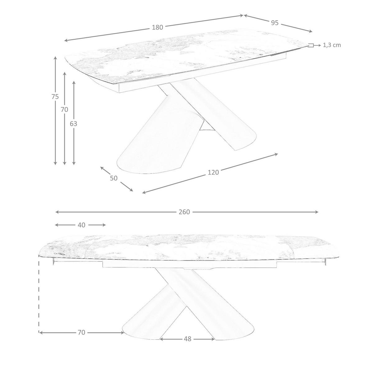 ESSTISCH Ausziehbarer ovaler in Tonnenform aus Porzellanmarmor und kupferbraunem Stahl Ø180/95/75 cm - Rostfarben/Dunkelbraun, Stein/Metall (95/180/75cm) - ANGEL CERDA