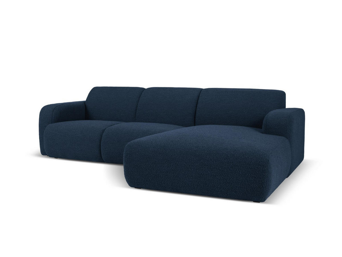 ECKSOFA rechts Molino aus Boucle dunkelblau 4 Sitzplätze - Dunkelblau, Textil (170/250cm) - Micadoni
