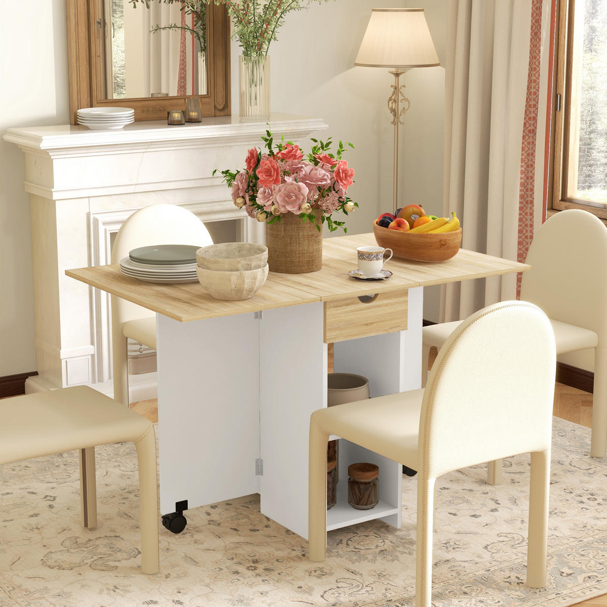 ESSTISCH Eiche, Weiß 1 Stück - Beige, Kunststoff (120/72/75cm) - GiPP