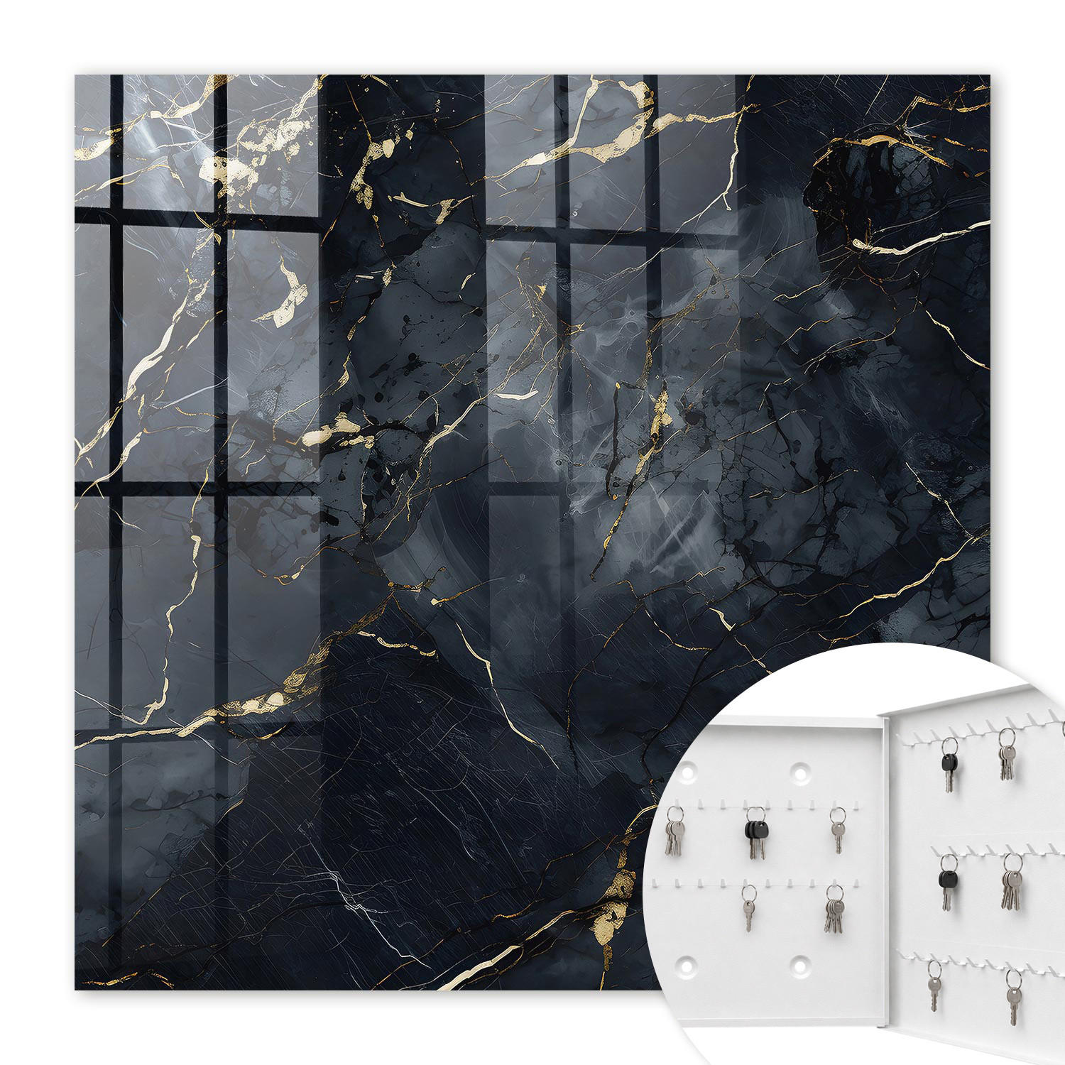 SCHLÜSSELBOX Weiß 30x30 cm – Türöffnung nach rechts - Moderne Eleganz - Grau, Metall (30/30/5cm) - TULUP