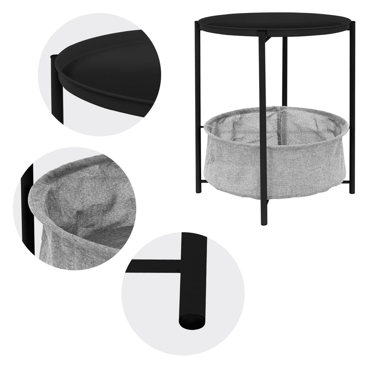 BEISTELLTISCH rund Schwarz Ø 46/51 cm - Schwarz, Metall (46/46/51cm) - ML-DESIGN