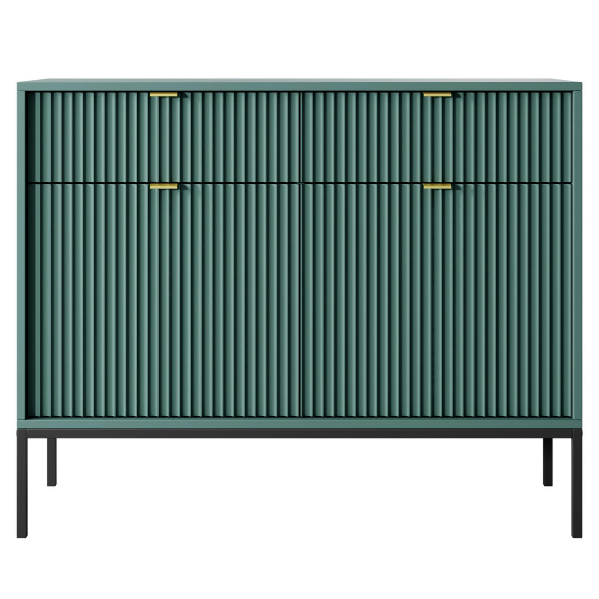 SIDEBOARD NANAIMO KOM2-2D2S Profilierte Fronten, Grün - Grün, Holzwerkstoff/Kunststoff (104/83/39cm) - Komodee