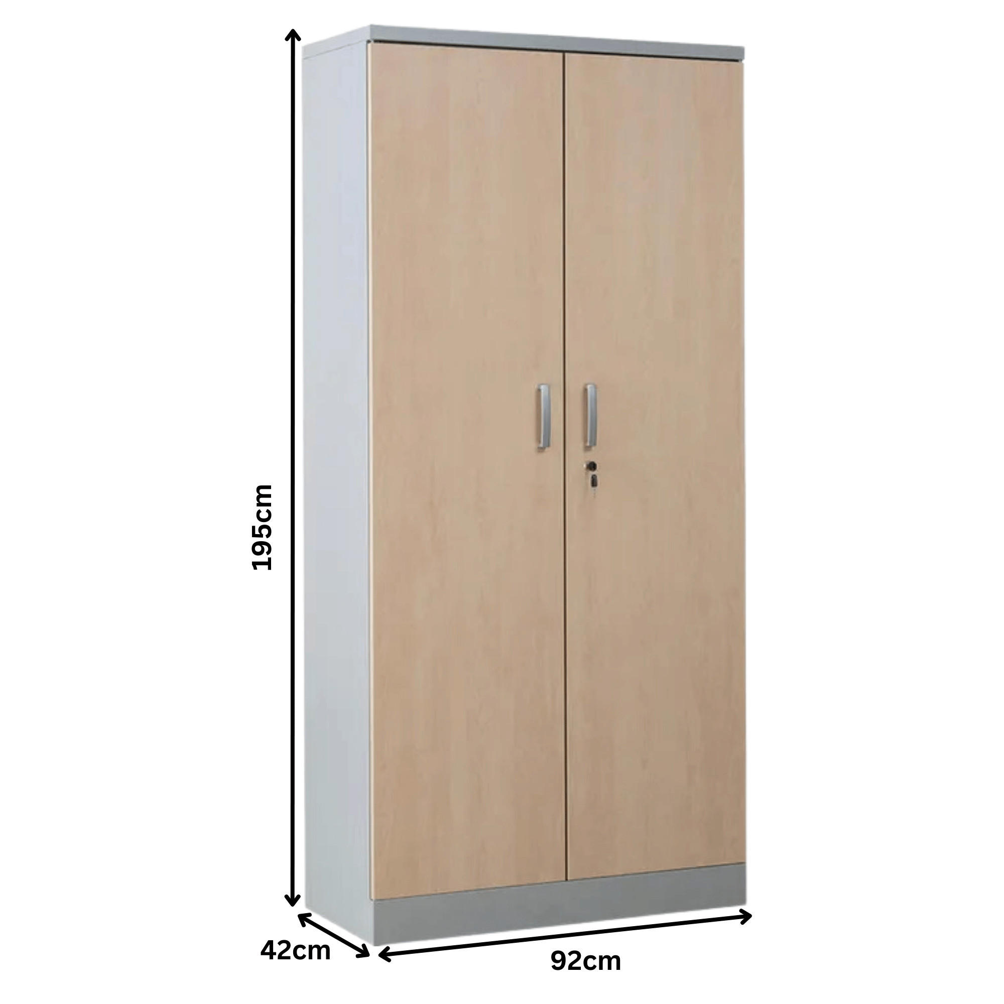 AKTENSCHRANK Beetle 4 Fachböden 195x92x42 cm Grau & Ahorn - Ahornfarben, Metall (92/195/42cm)