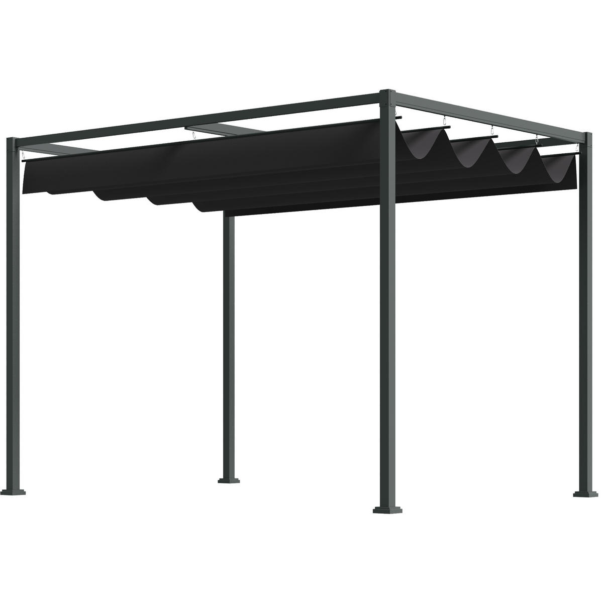 PERGOLA ca. 3 x 2 m als freistehender Gartenpavillon mit verstellbarem Dach, UV-geschützter Sonnenschutz für Terrasse und Garten, Schwarz/Grau - Schwarz, Metall (298/221/213cm)
