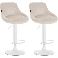 BARHOCKER 2er Set Samt creme - Creme/Weiß, Textil/Metall (46/83/49cm) - CLP