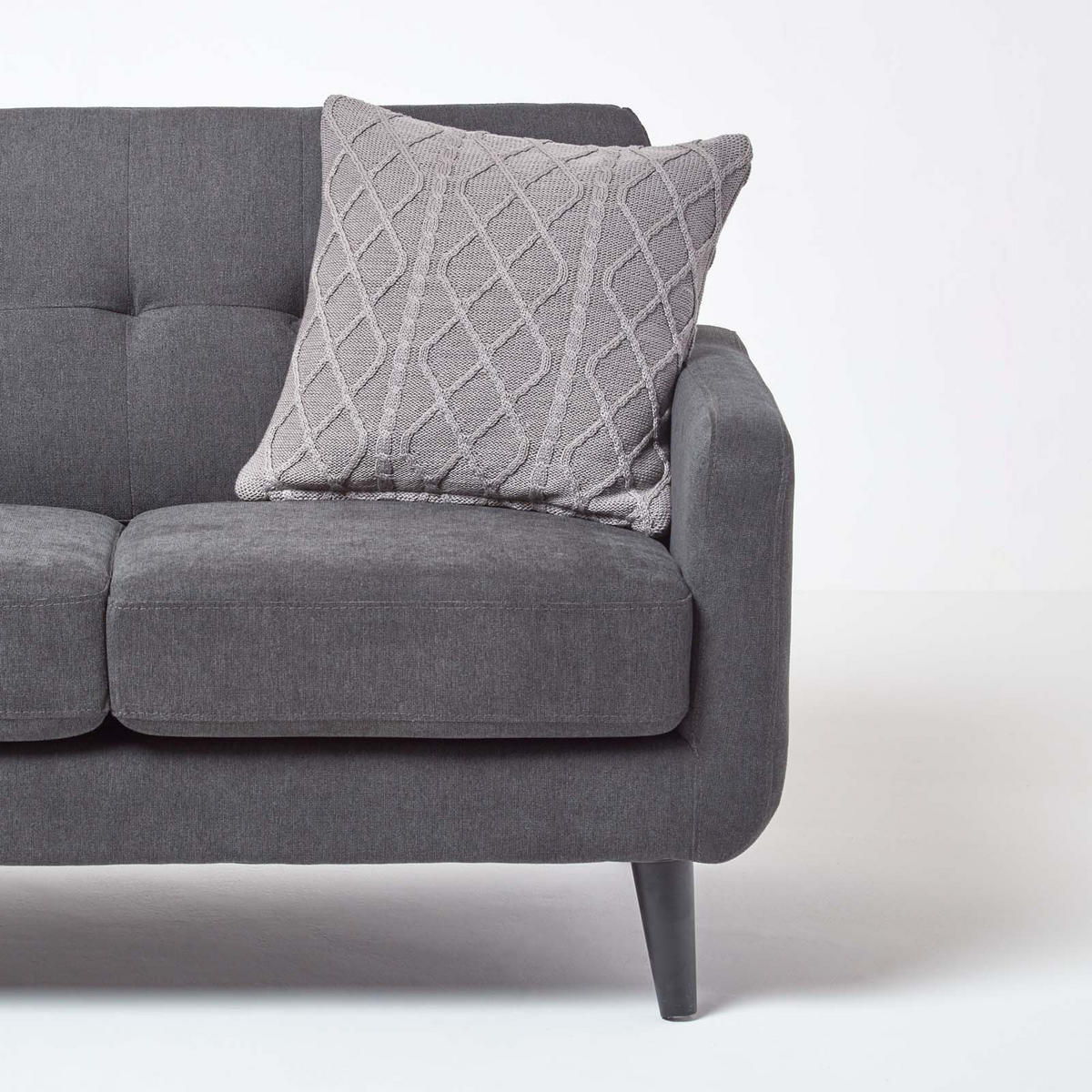 KISSENHÜLLE Strick-Muster 45/45 cm - Grau, Textil (45/45cm) - Homescapes