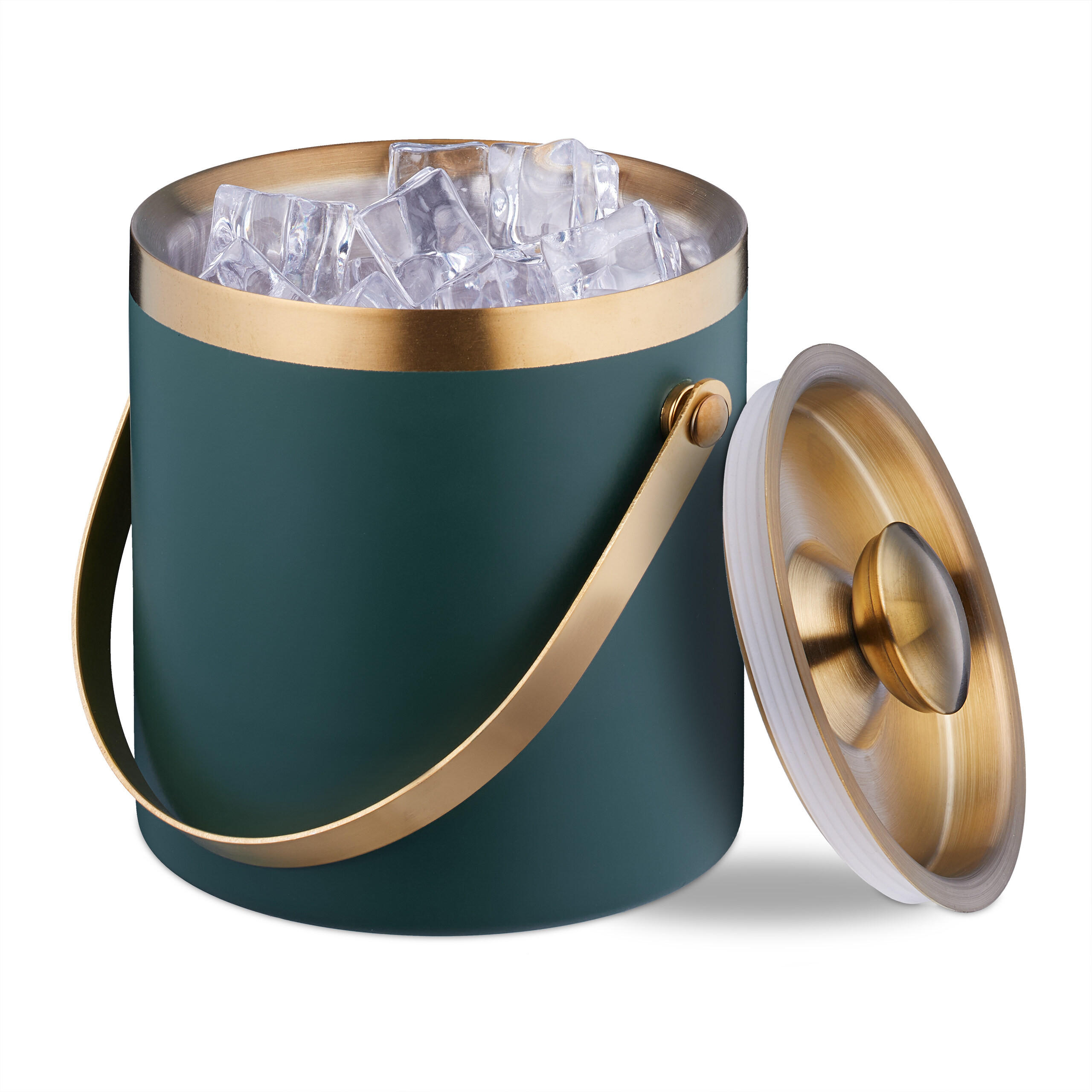 EISWÜRFELBEHÄLTER - Dunkelgrün, Metall (15/17cm) - Relaxdays