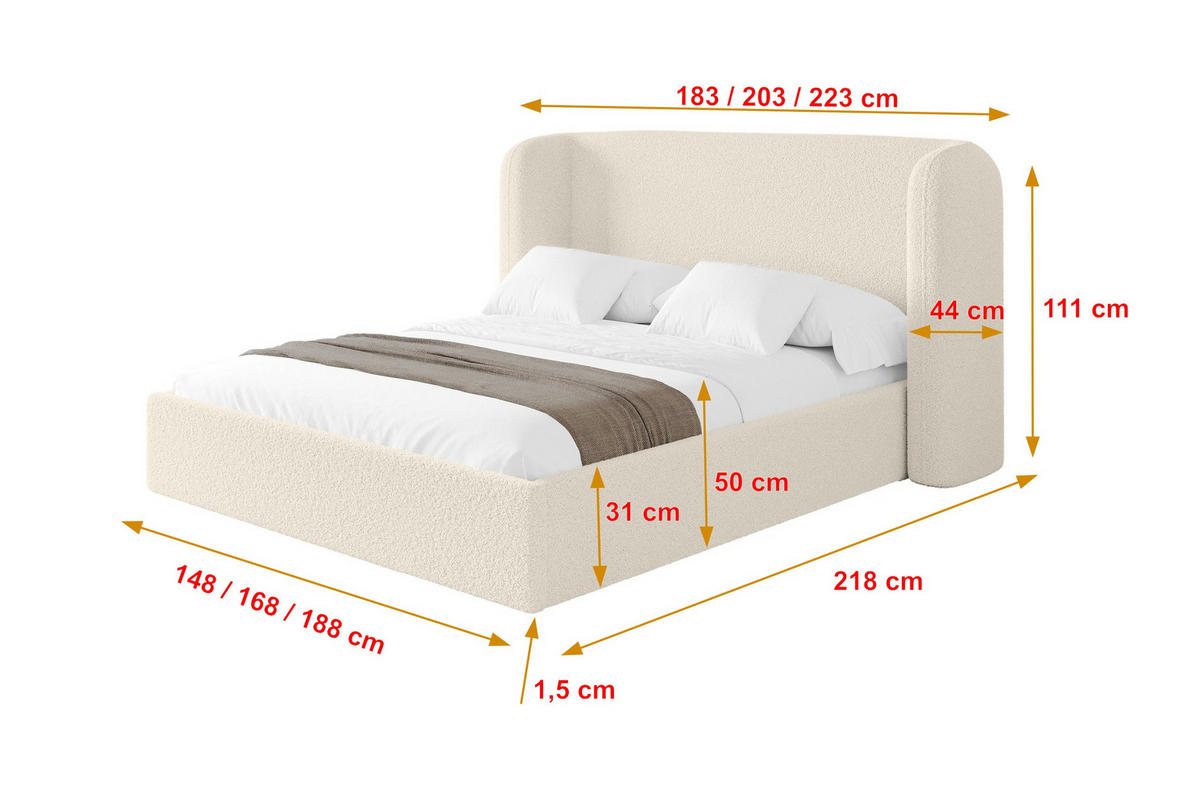 POLSTERBETT mit Bettkasten und Lattenrost, Boxbett ohne Matratze - ESTI 160x200 Beige - Sandfarben, Holzwerkstoff/Textil (160/200cm) - ALTDECOR