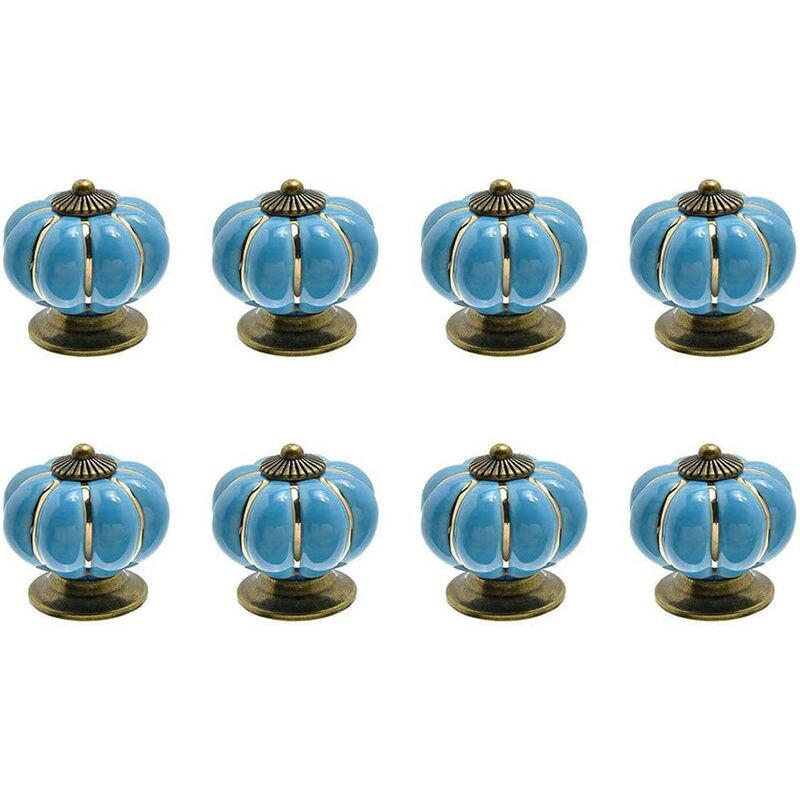 SCHRANKKNOPF Keramik Blau 8er-Set - Blau, Metall (3.8/3.8/0.39cm)