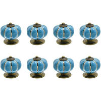 SCHRANKKNOPF Keramik Blau 8er-Set - Blau, Metall (3.8/3.8/0.39cm)