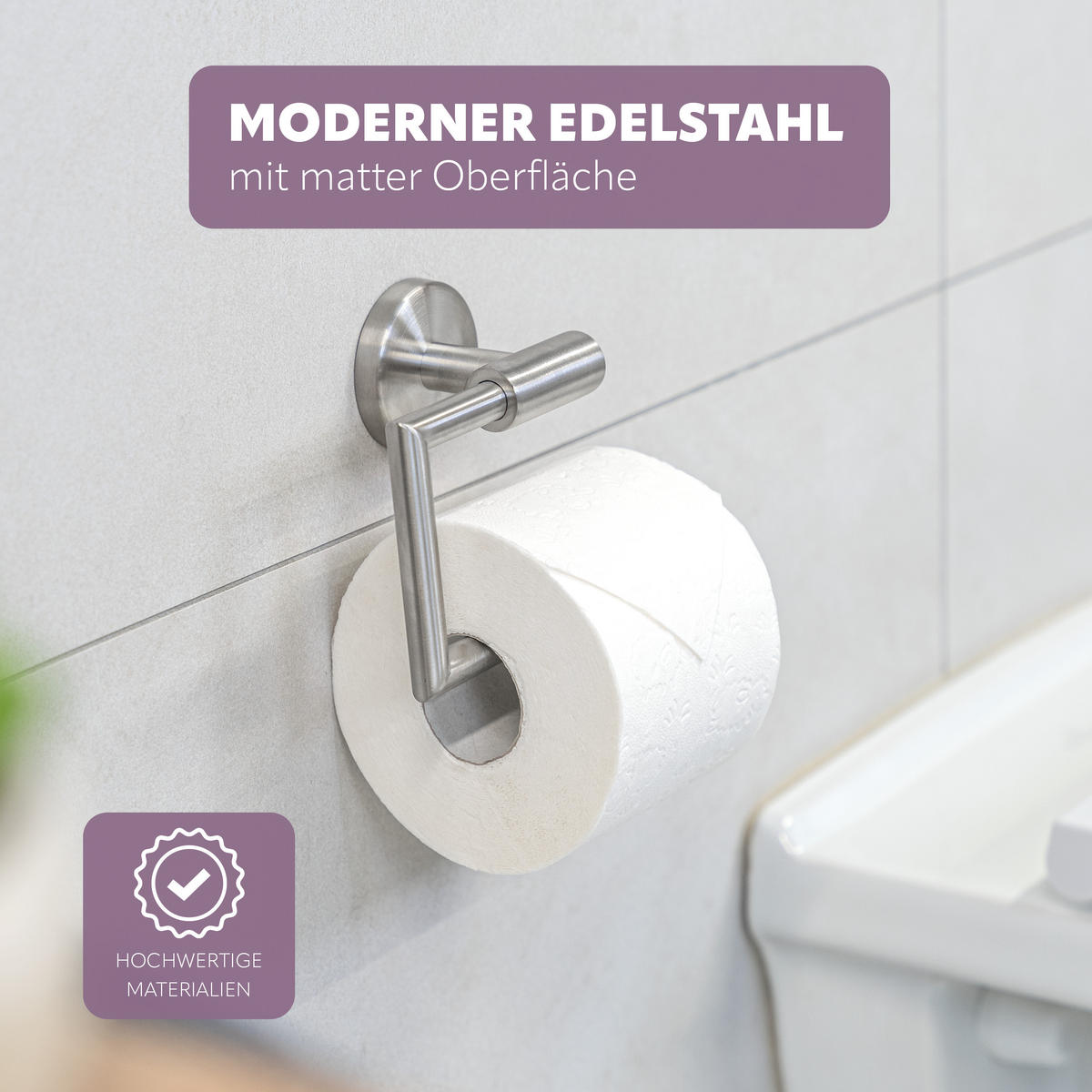 TOILETTENPAPIERHALTER PIAZZA, Edelstahl, matt - Edelstahlfarben, Metall (15.5/11/6cm) - bremermann