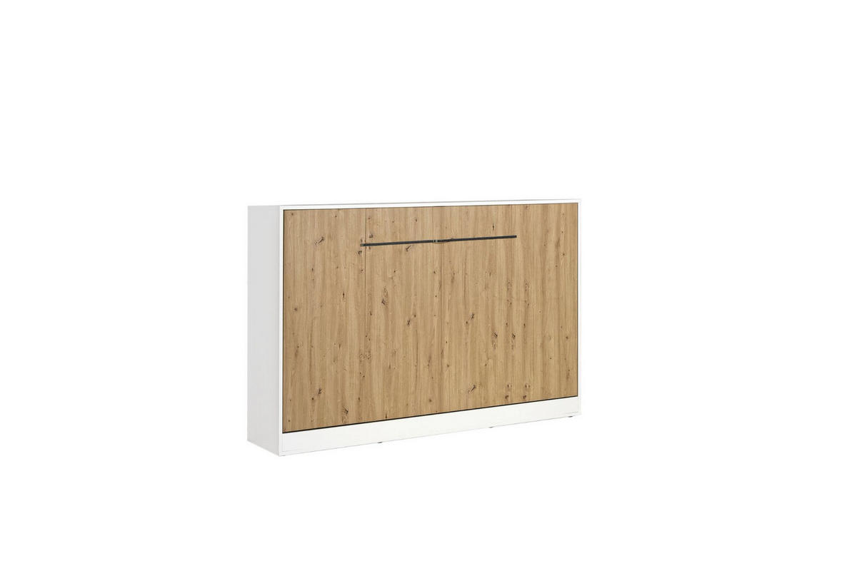 SCHRANKBETT Perfekt 120x200 Ein Horizontales Vereint Mit Matratze Eiche + Schwarz - Eichefarben/Schwarz, Holz (120/200cm) - Kaiser Möbel