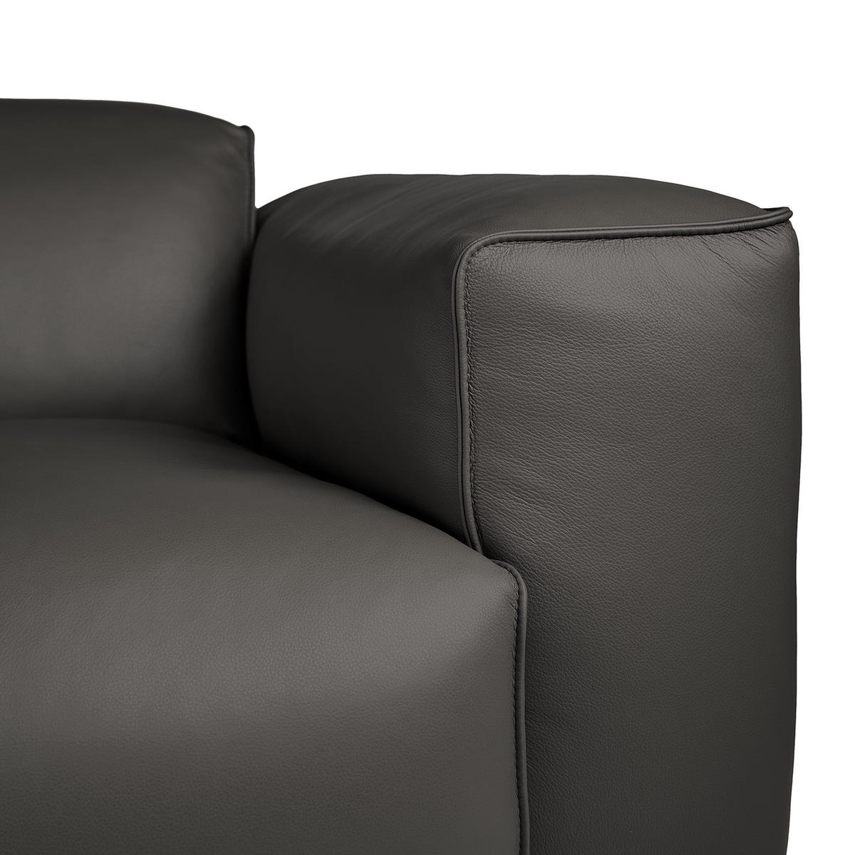 ECKSOFA mit XL-Longchair - Schwarz/Grau, Leder/Kunststoff (260/171cm) - home24