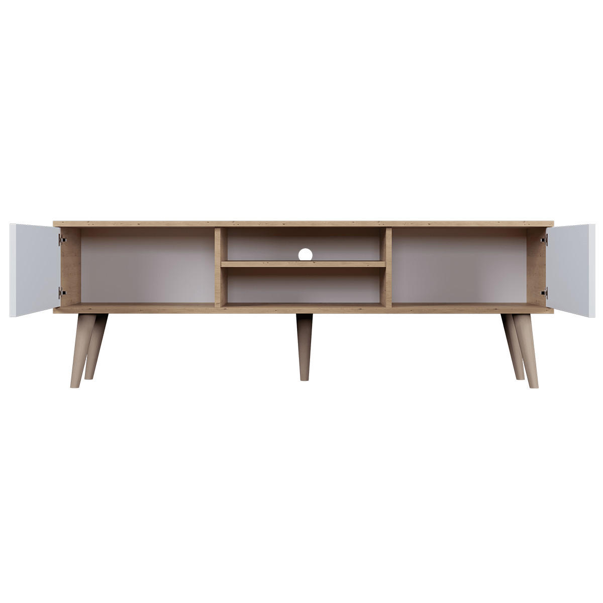 TV-MÖBEL Toronto Weiß und Holz - Weiß, Holzwerkstoff (55/35/160cm) - Petits-meubles