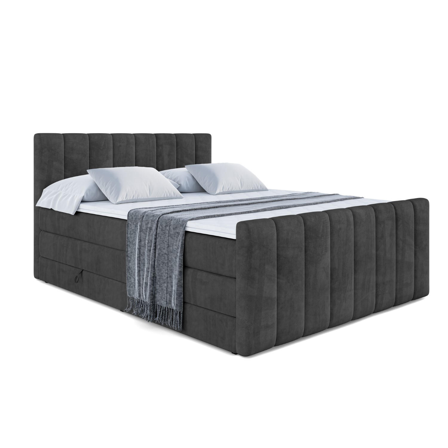 BOXSPRINGBETT OTTA-Z KING - 120x200 - H3/H4 - Schwarz - Schwarz, Holzwerkstoff (120/200cm) - ALTDECOR