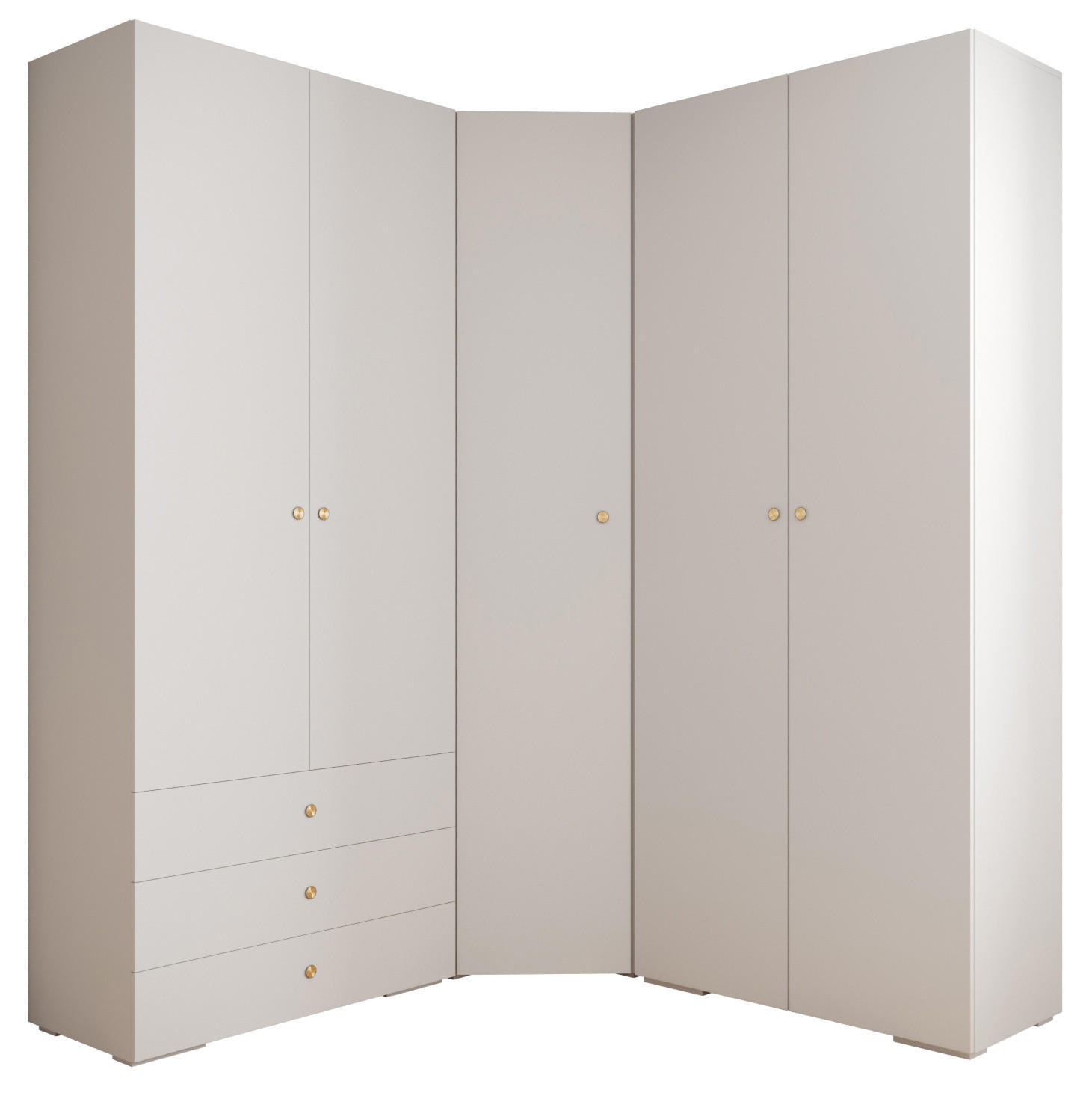 GARDEROBEN-SET 236,7/181,7/47 - Goldfarben/Weiß, Holz/Kunststoff (181.7/236.7/47cm) - Abiks Möbel