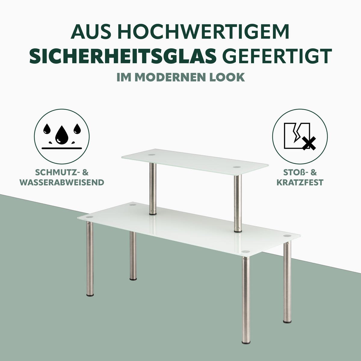 GLAS-REGAL, weiß, Edelstahl - Weiß, Glas (52/35/19cm) - bremermann
