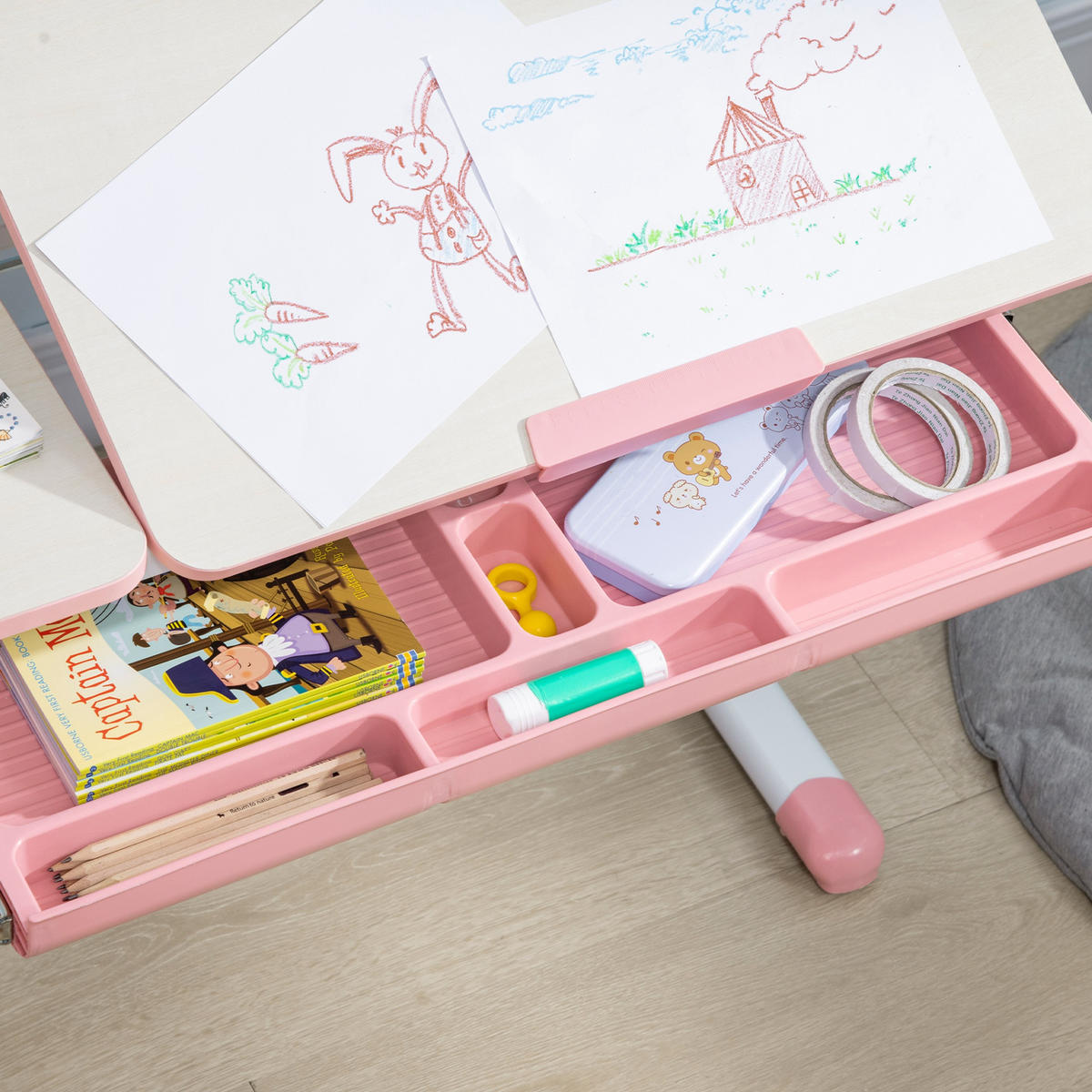 KINDERSCHREIBTISCH DE-17536 Rosé - Pink, Metall (80/109/52cm) - ComfortXL