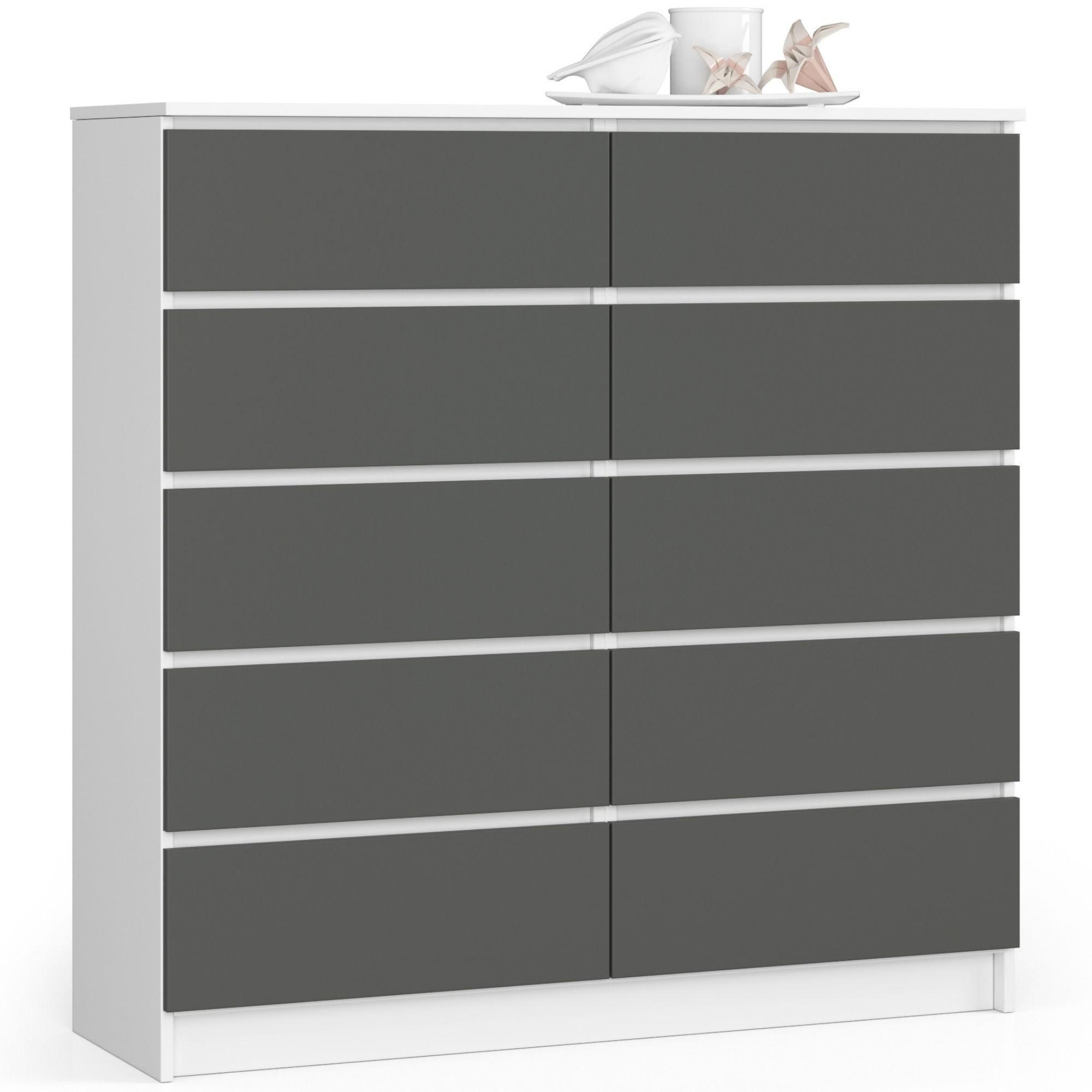 RAUMHIRSCH FURNITURE KOMODA bílá, grafitově šedá 121/120/40