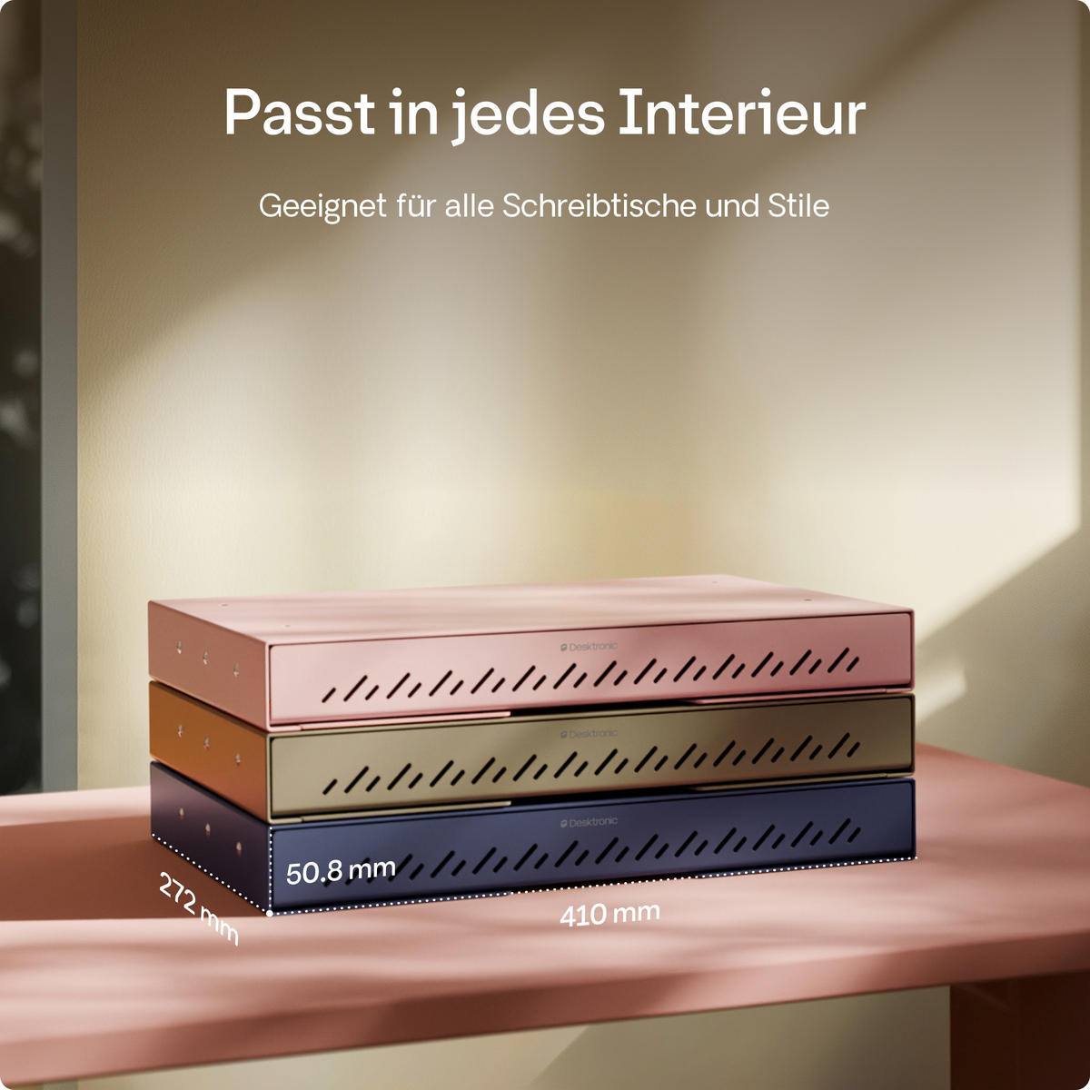 SCHUBLADEN-ORGANIZER unter dem Schreibtisch, 41x27x5cm Rosa - Pink, Metall (41/27/5cm) - Desktronic
