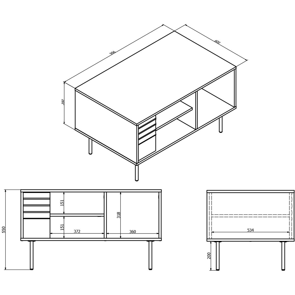 COUCHTISCH Astra Dunkles Holz und Kaschmir - Beige, Holzwerkstoff (60/96.6/55cm) - Petits-meubles