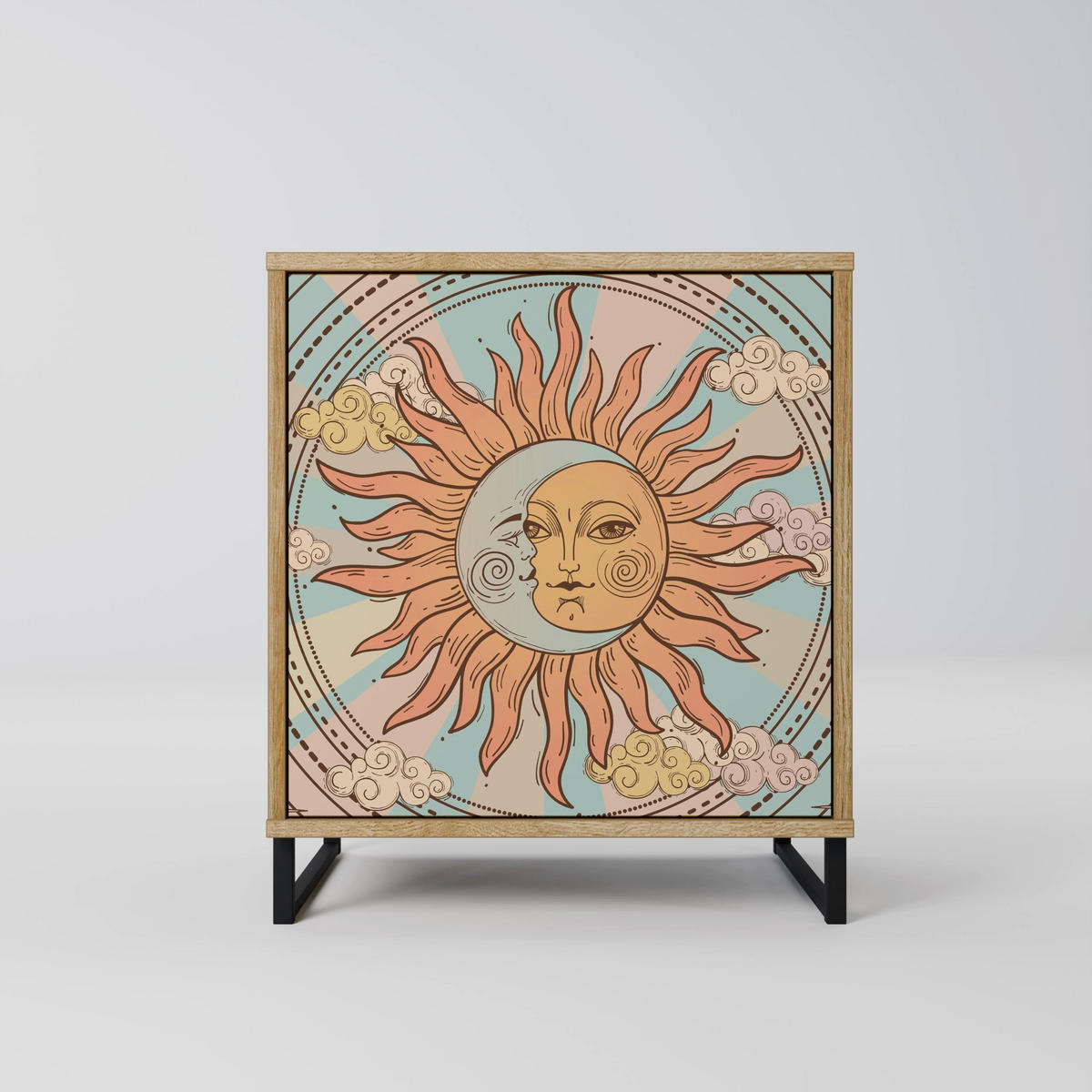 SIDEBOARD MYSTICAL STRUCTURE, Eichefarben, 57,5x42x57,5 cm, Ohne Füße - Eichefarben/Multicolor, Holzwerkstoff (57.5/57.5/42cm) - SpaceRebels